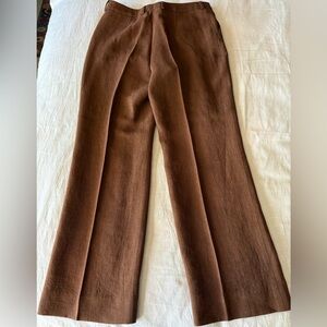 Akris Linen Wool Espresso Wide Leg Pants